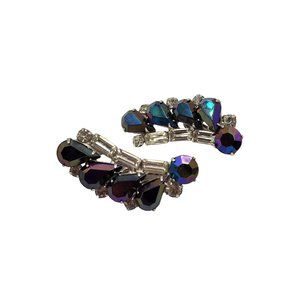 Vintage AB Rhinestone Ear Climber Earrings (A509)